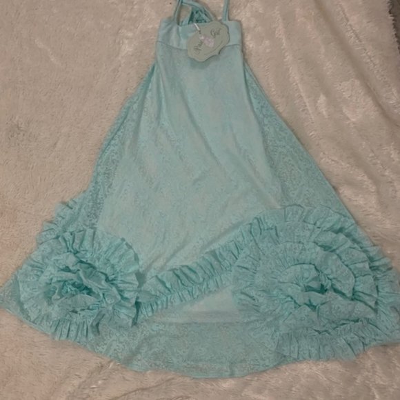 NWT Girls sz 6 Chasing Fireflies Full Bloom Maxi Dress ~ Aqua - Picture 4 of 5